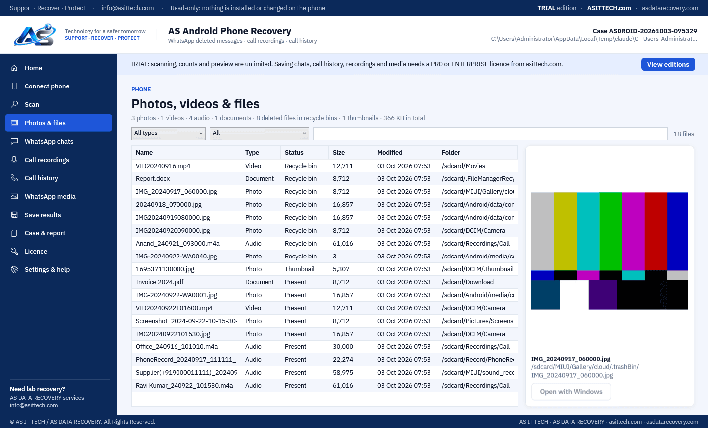 AS Android Phone Recovery screenshot