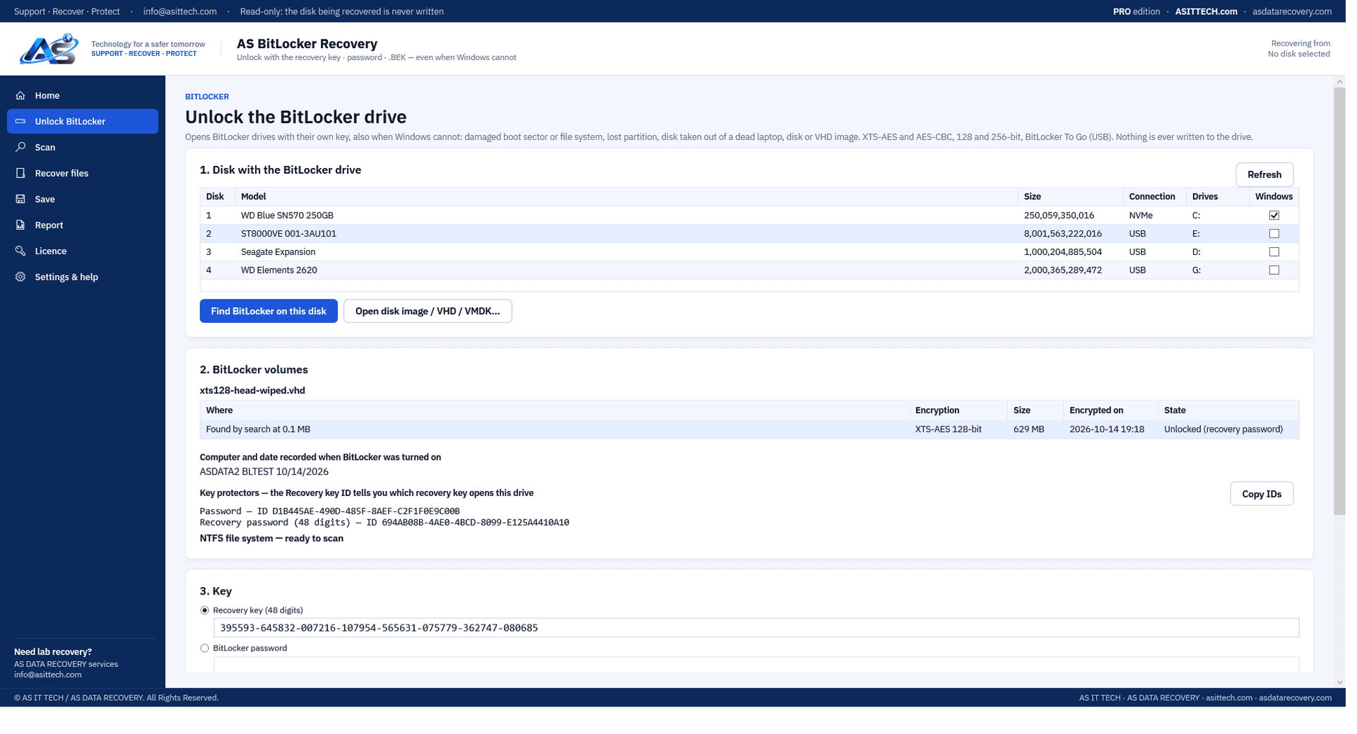 AS BitLocker Recovery screenshot