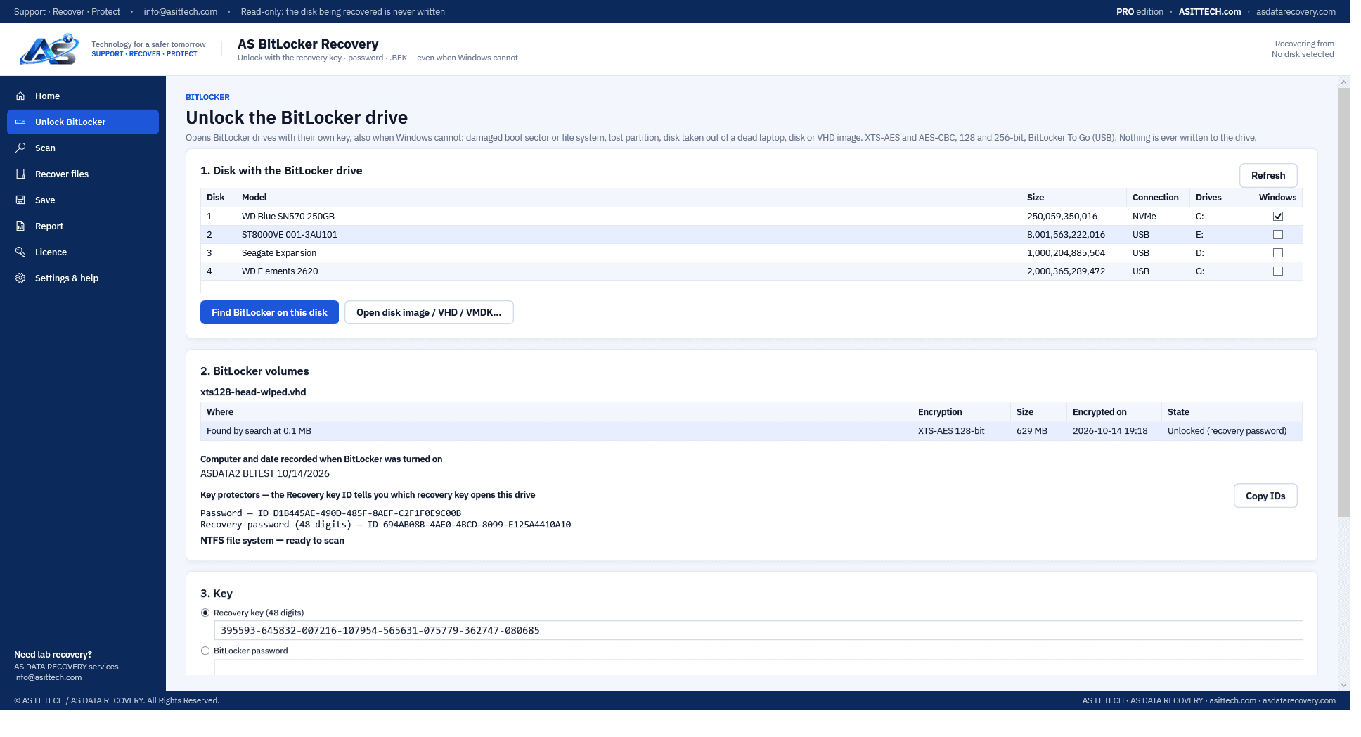 AS BitLocker Recovery screenshot