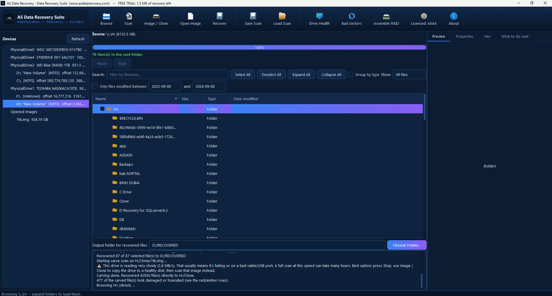 AS Data Recovery screenshot