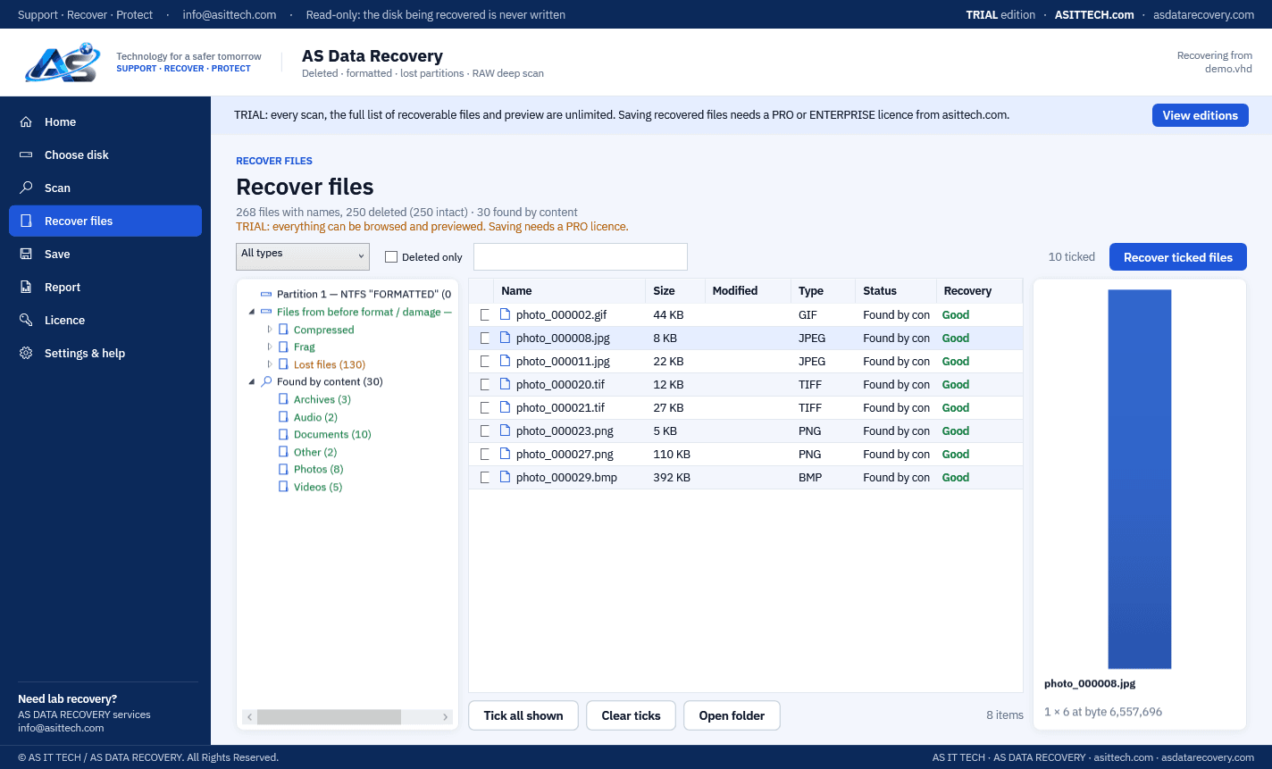 AS Data Recovery screenshot