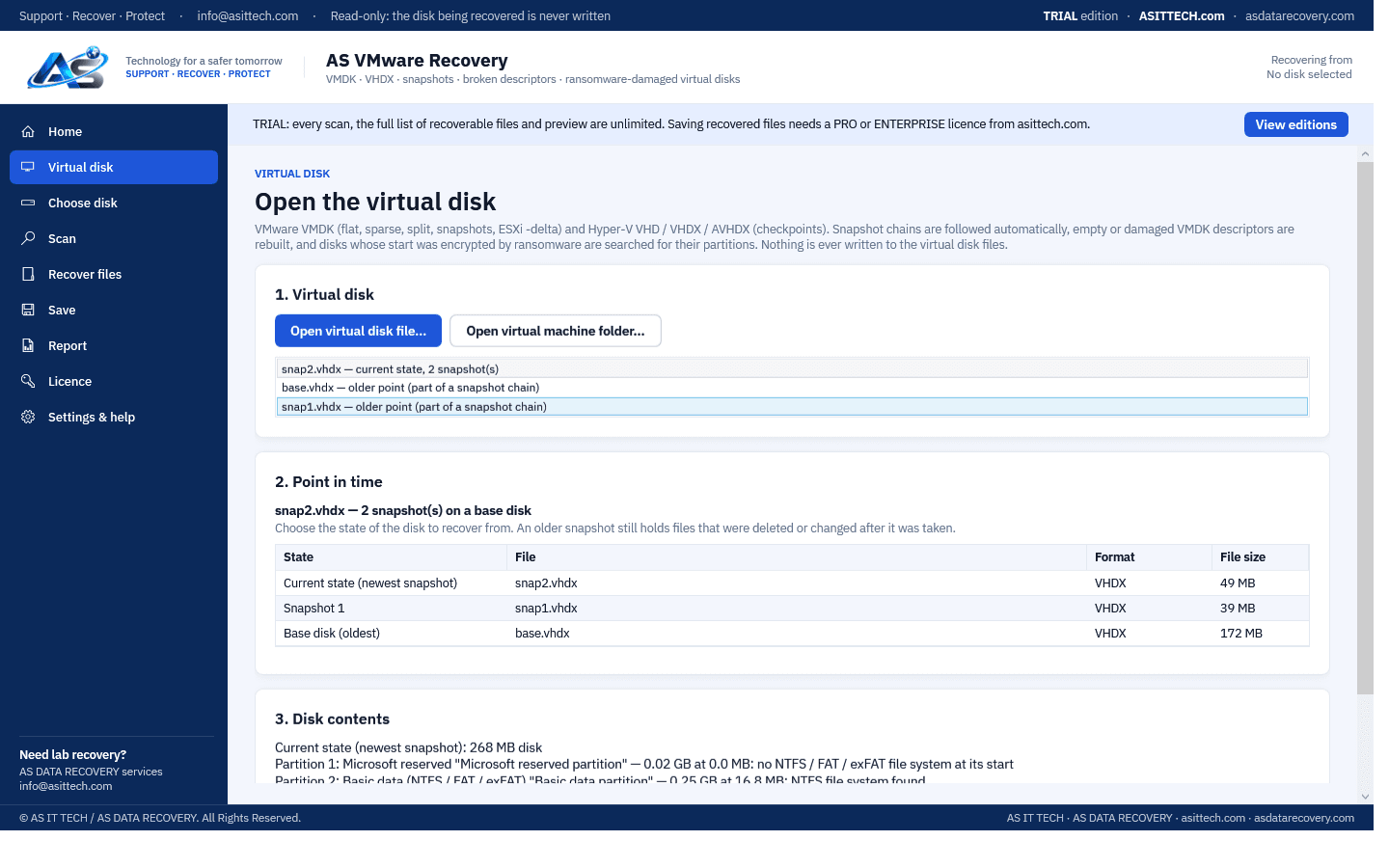 AS VMware Recovery screenshot